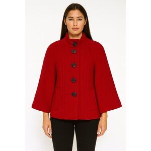 Tahari Women’s Red Blazer Jacket Button Covered Snap Front, Sz P Bust 36”